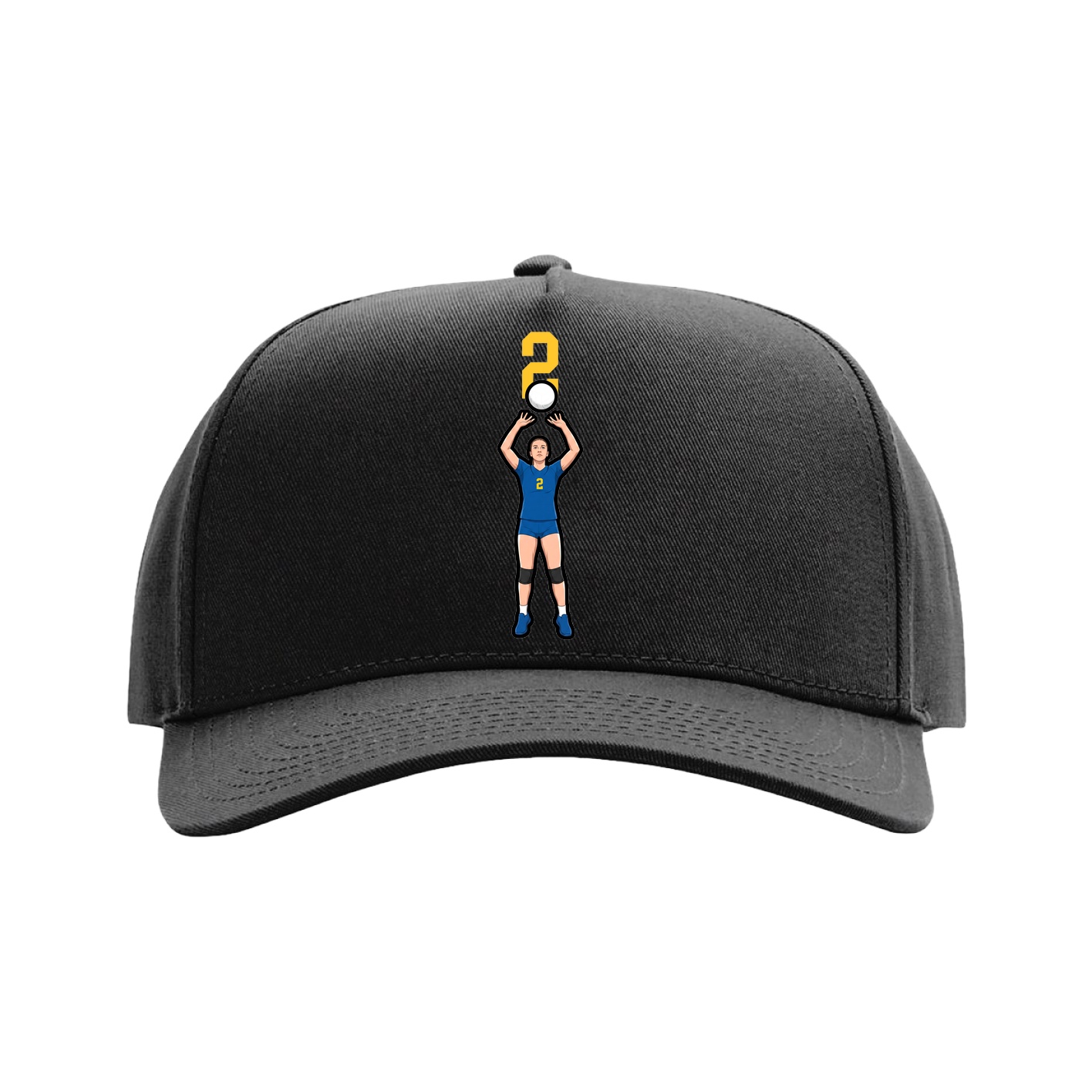 Full Fabric Five-Panel Champ Cap — Number Top in Black