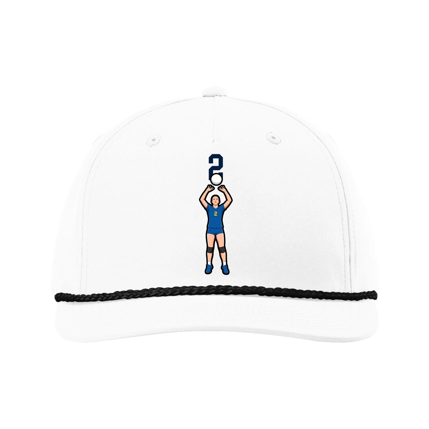 Five-Panel Classic Rope Cap — Number Top in White