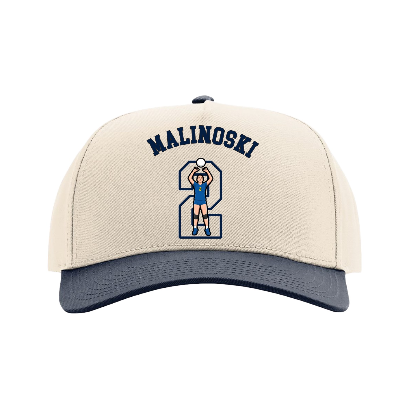 Full Fabric Five-Panel Champ Cap — Shirsey Arch in Cream/Navy