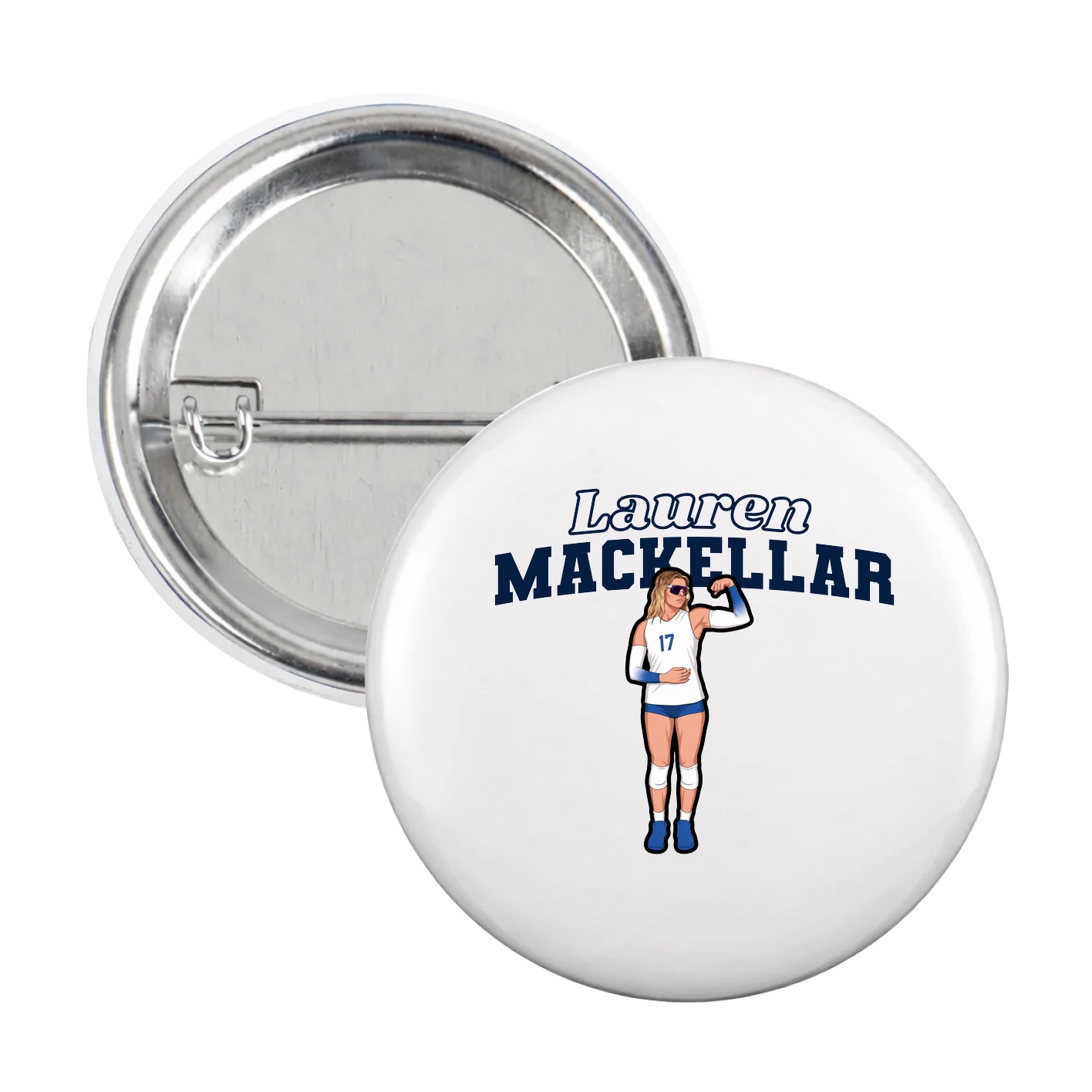 Game Day Button — Name Arch in White
