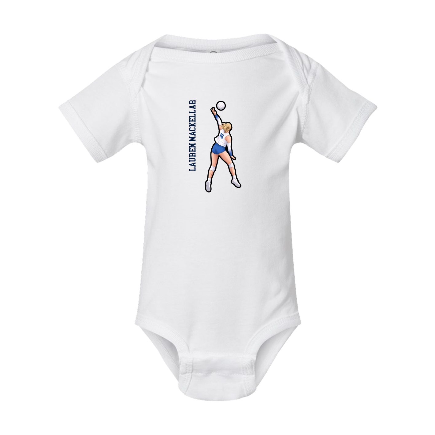 Baby Onesie — Name Vertical in White