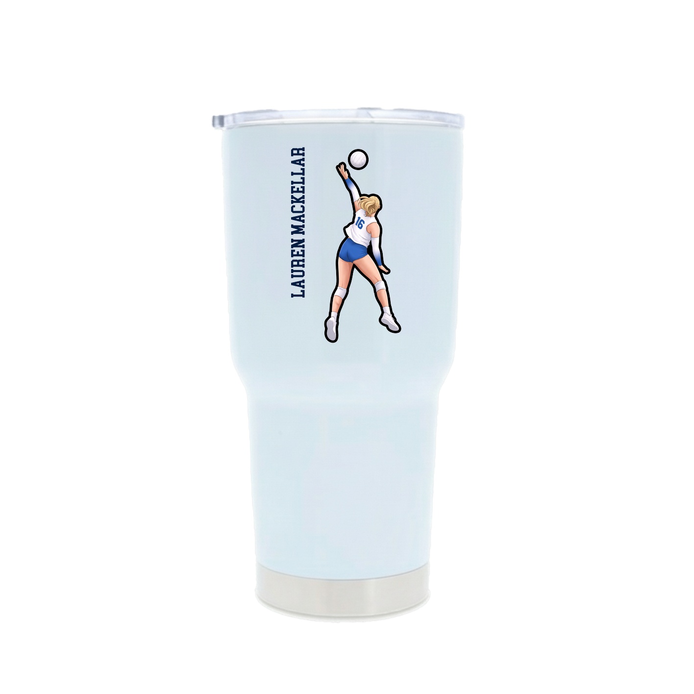 30oz Stainless Steel Tumbler — Name Vertical in White
