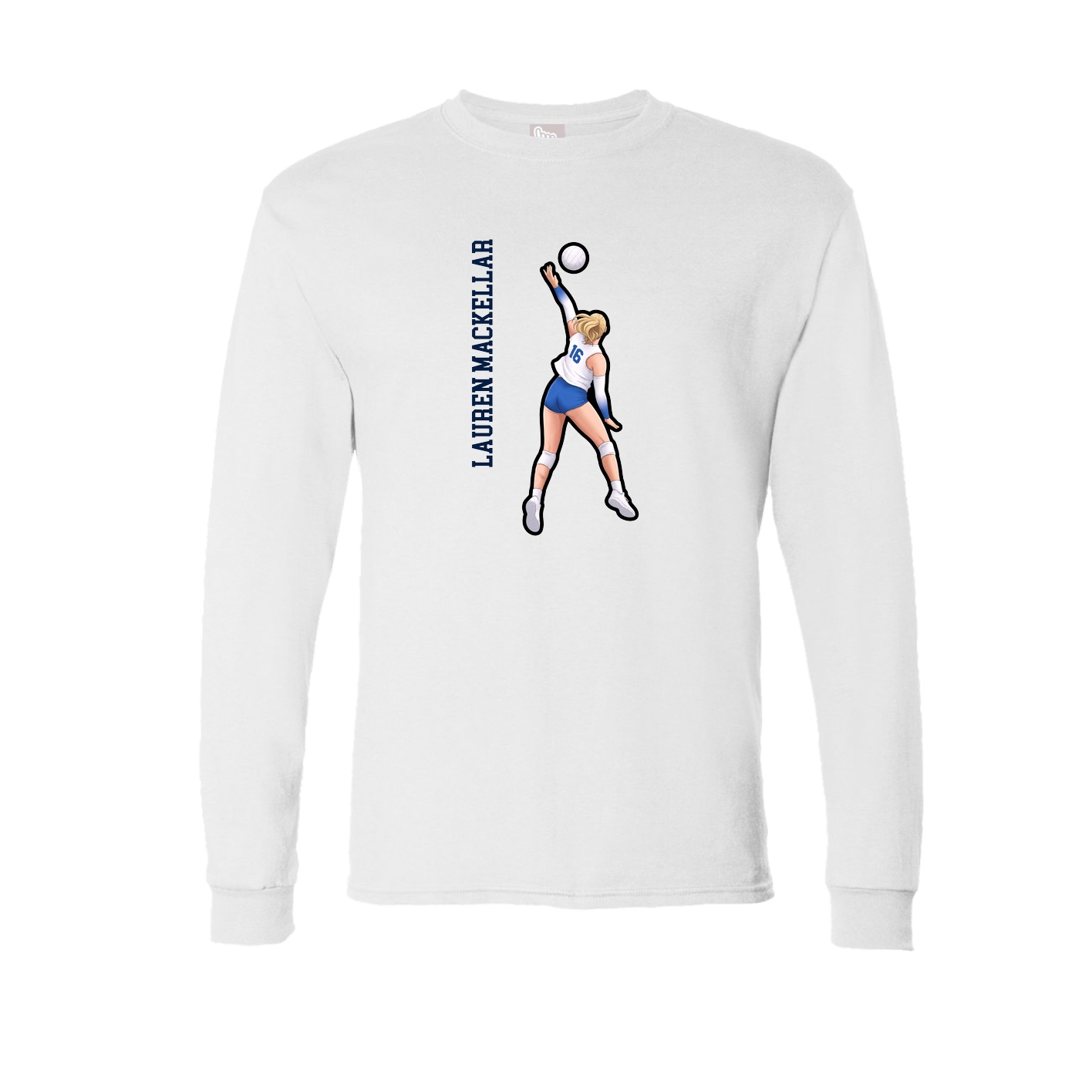 Long Sleeve Tee — Name Vertical in White