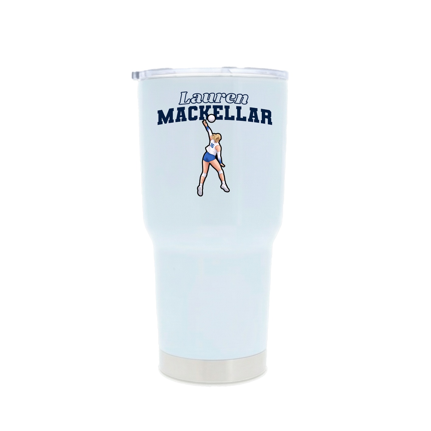 30oz Stainless Steel Tumbler — Name Arch in White