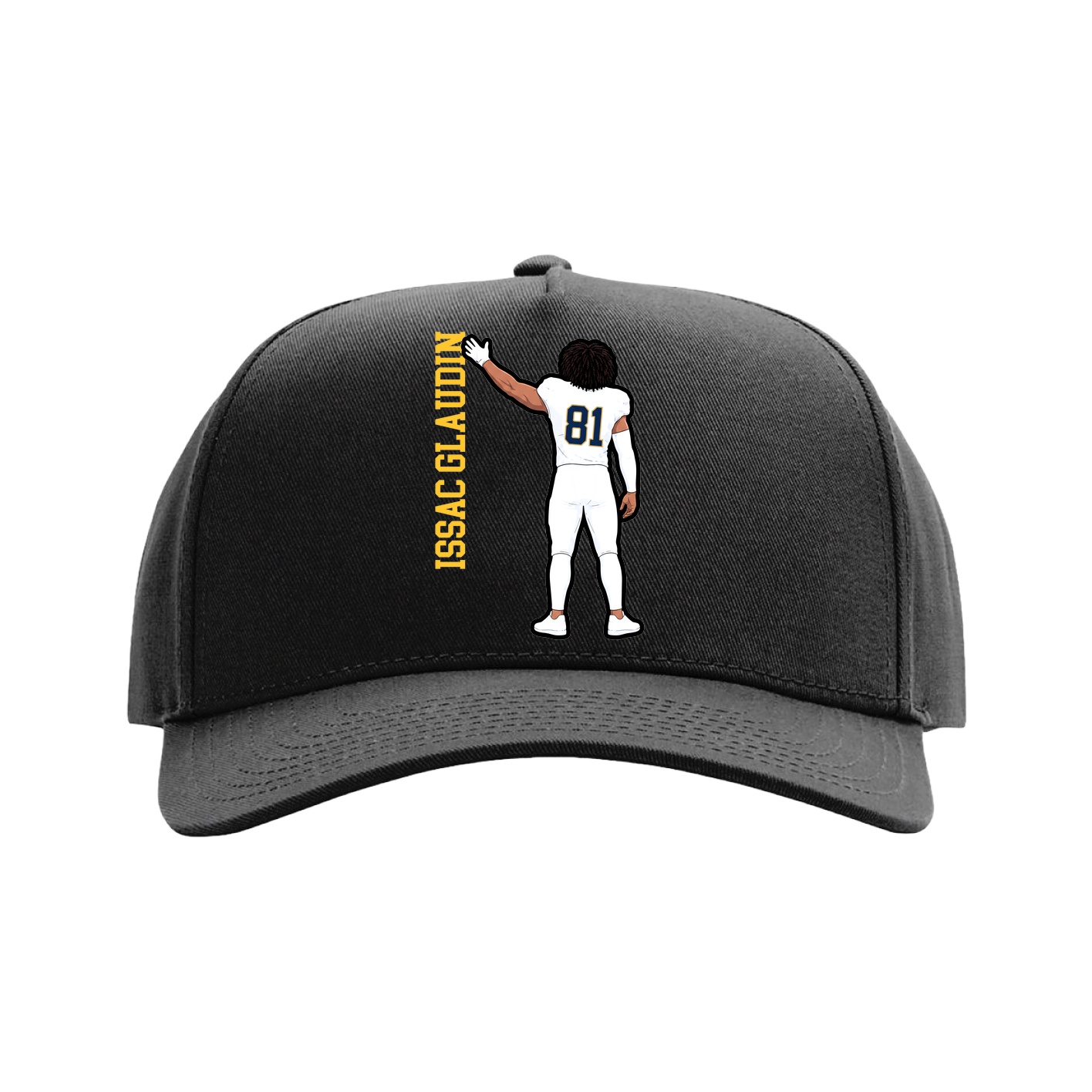 Full Fabric Five-Panel Champ Cap — Name Vertical in Black