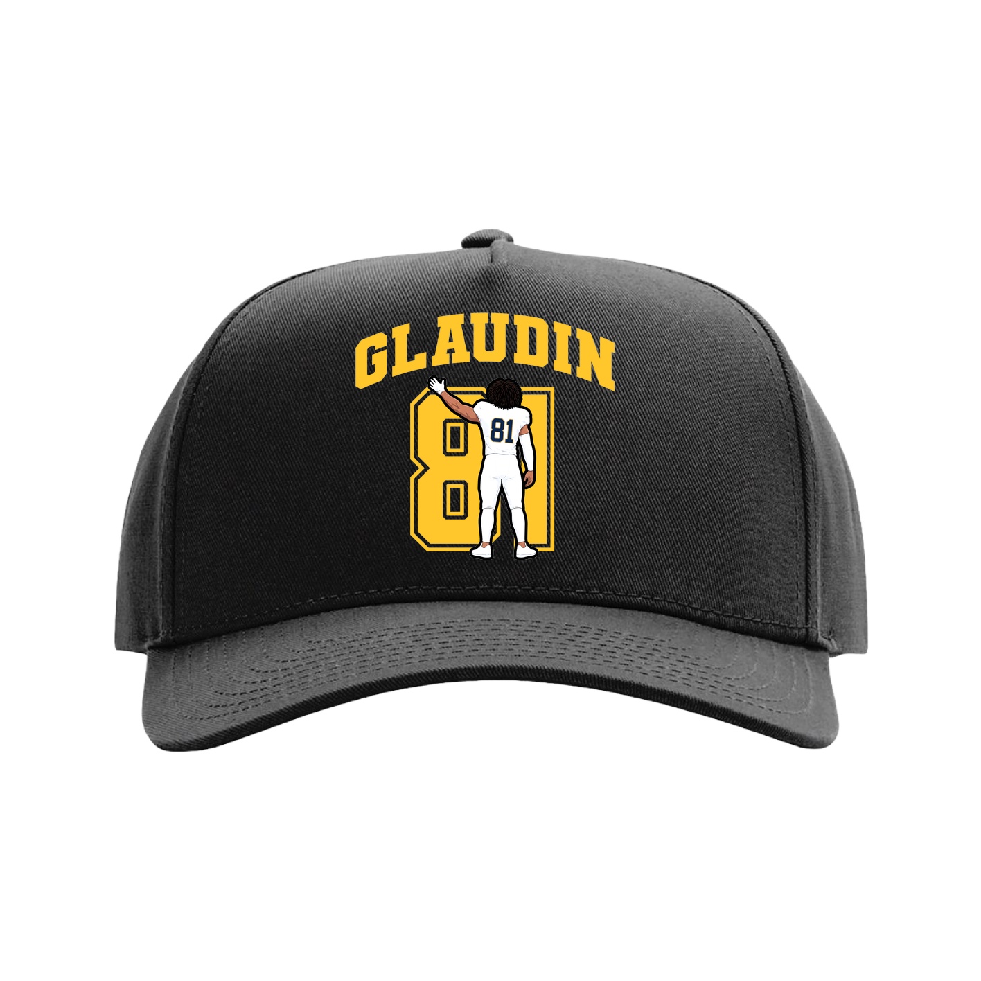 Full Fabric Five-Panel Champ Cap — Number in Black