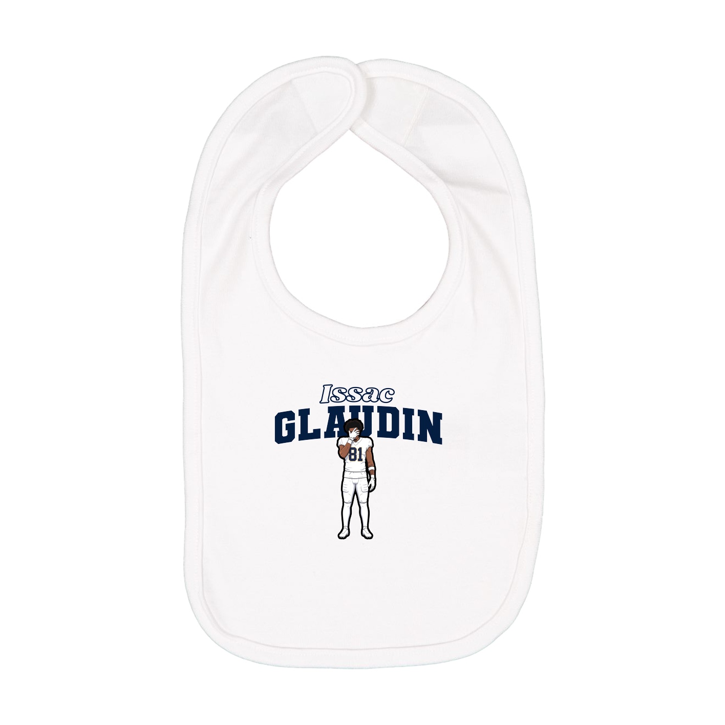 Infant Bib — Name Arch in White