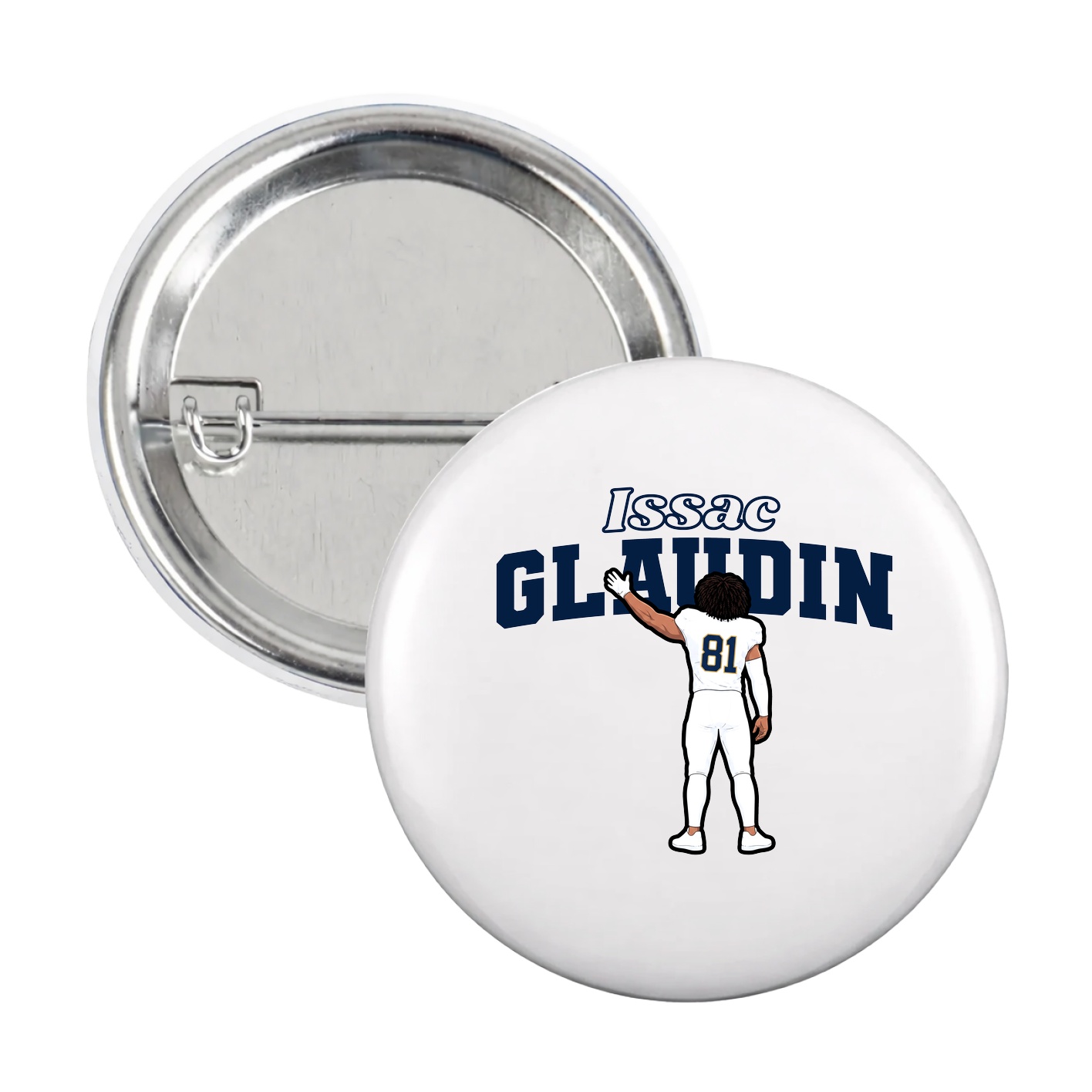 Game Day Button — Name Arch in White