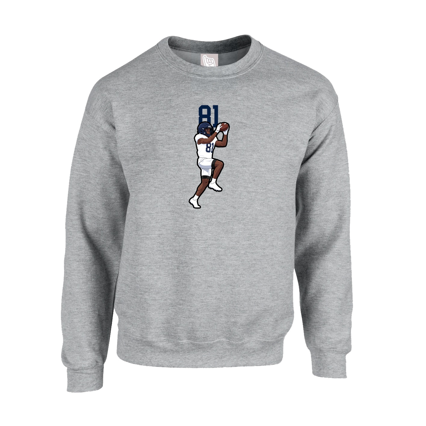 Fleece Crew — Number Top in Grey