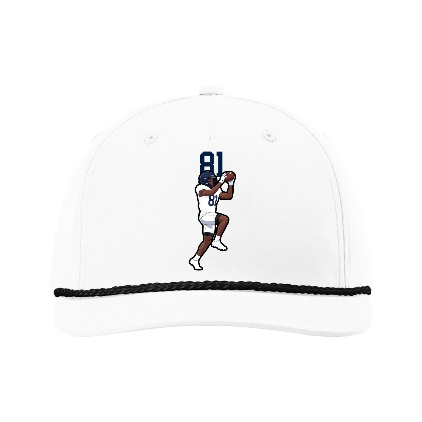 Five-Panel Classic Rope Cap — Number Top in White