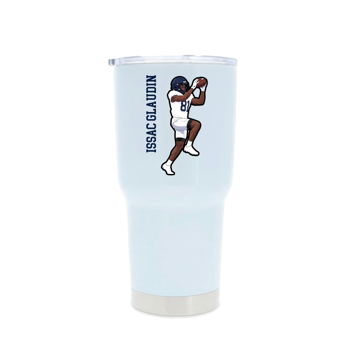 30oz Stainless Steel Tumbler — Name Vertical in White