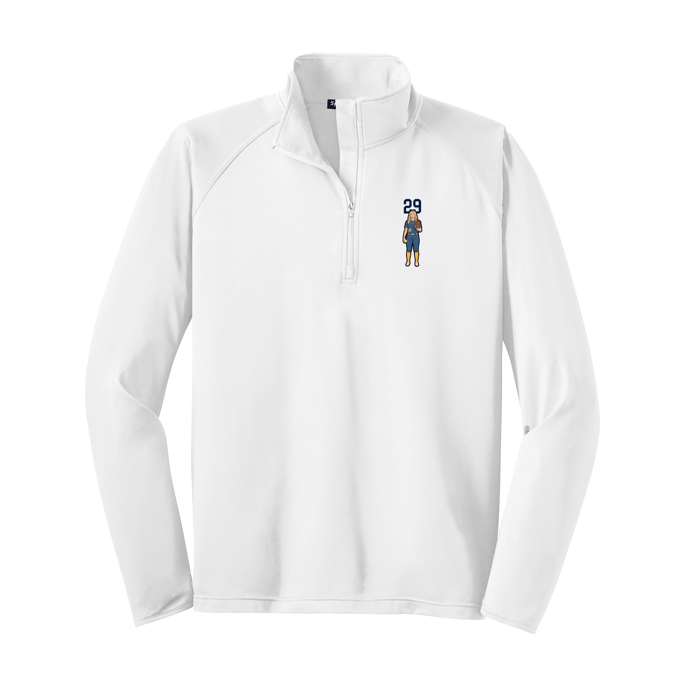 Q-Zip Pullover — Number Top in White