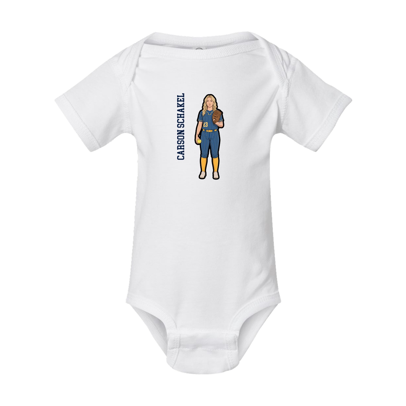 Baby Onesie — Name Vertical in White