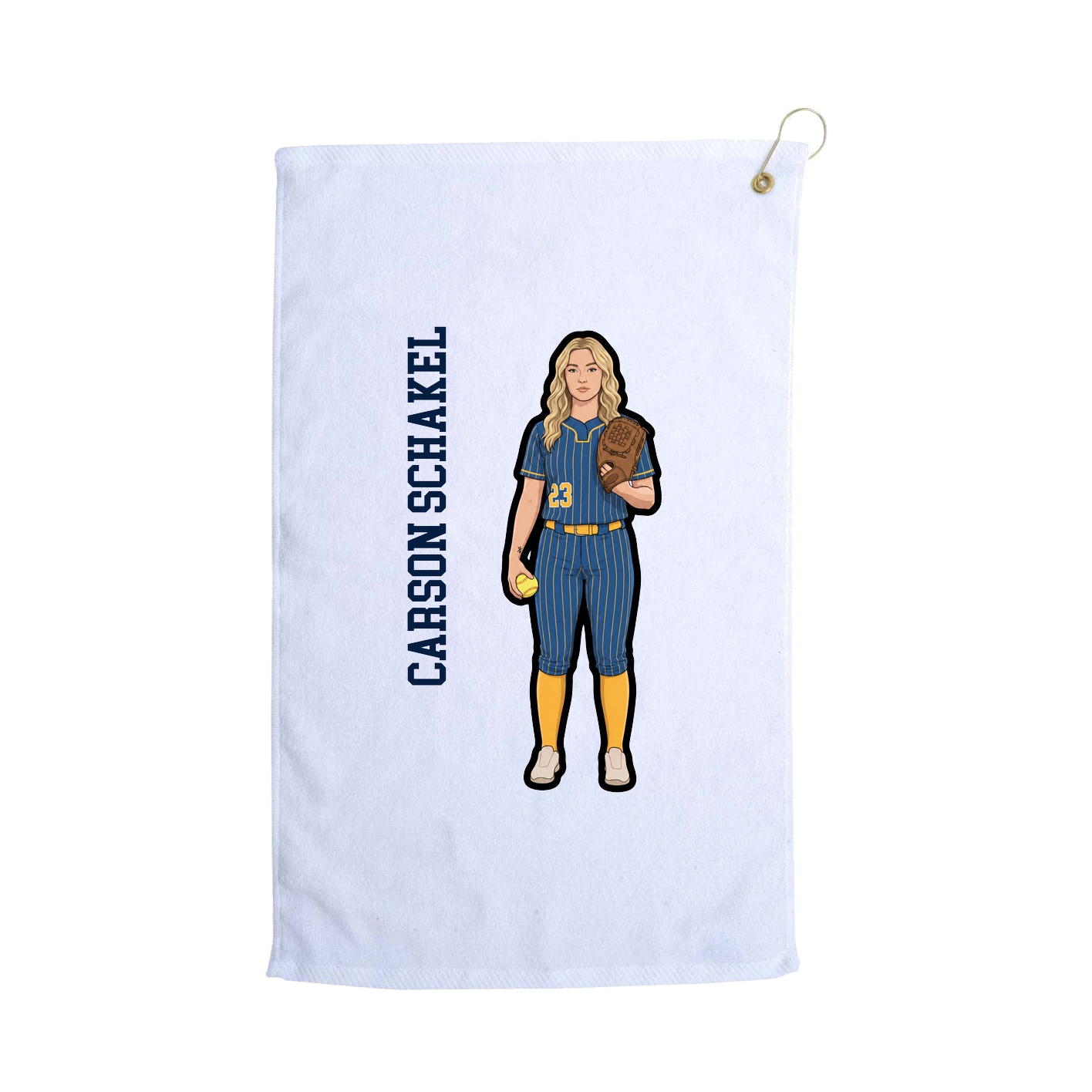 Golf Towel — Name Vertical in White