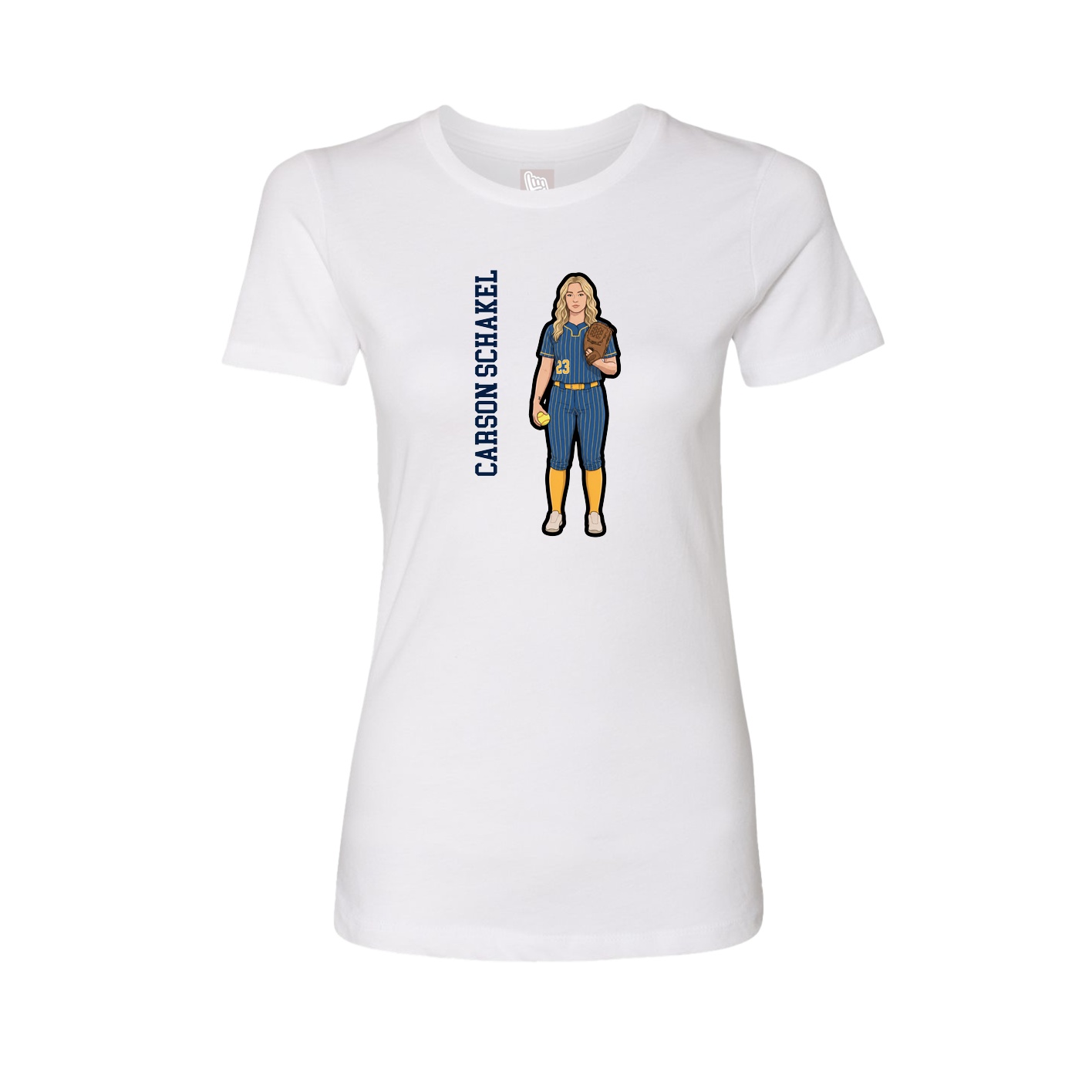 Fitted Women's Tee — Name Vertical in White