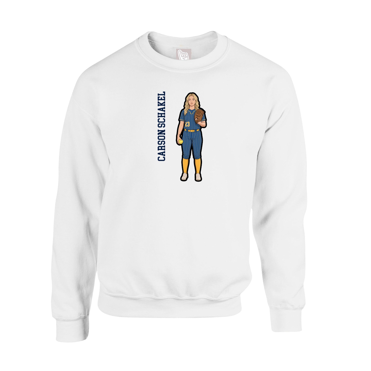 Fleece Crew — Name Vertical in White