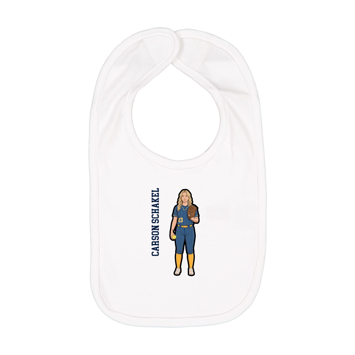 Infant Bib — Name Vertical in White