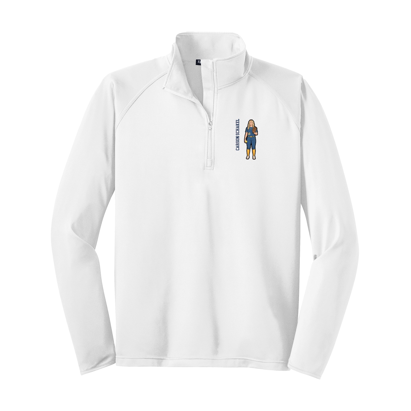Q-Zip Pullover — Name Vertical in White