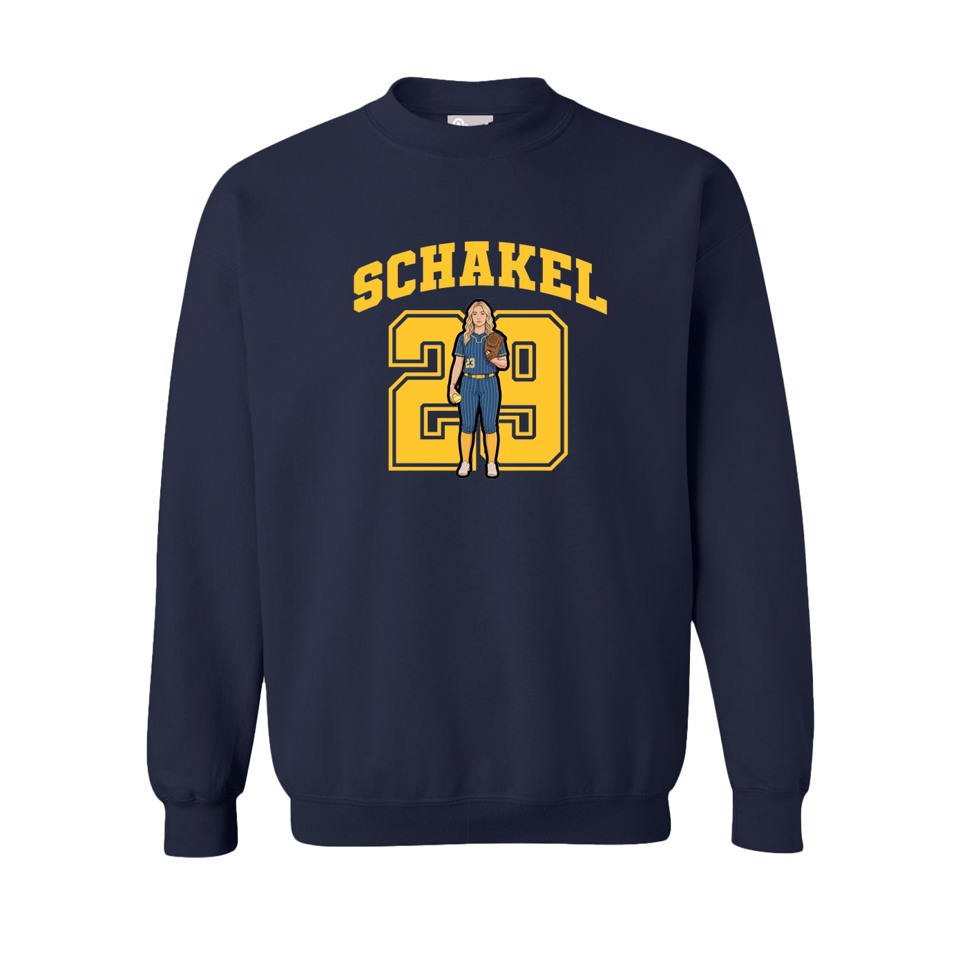 Fleece Crew — Number in Navy
