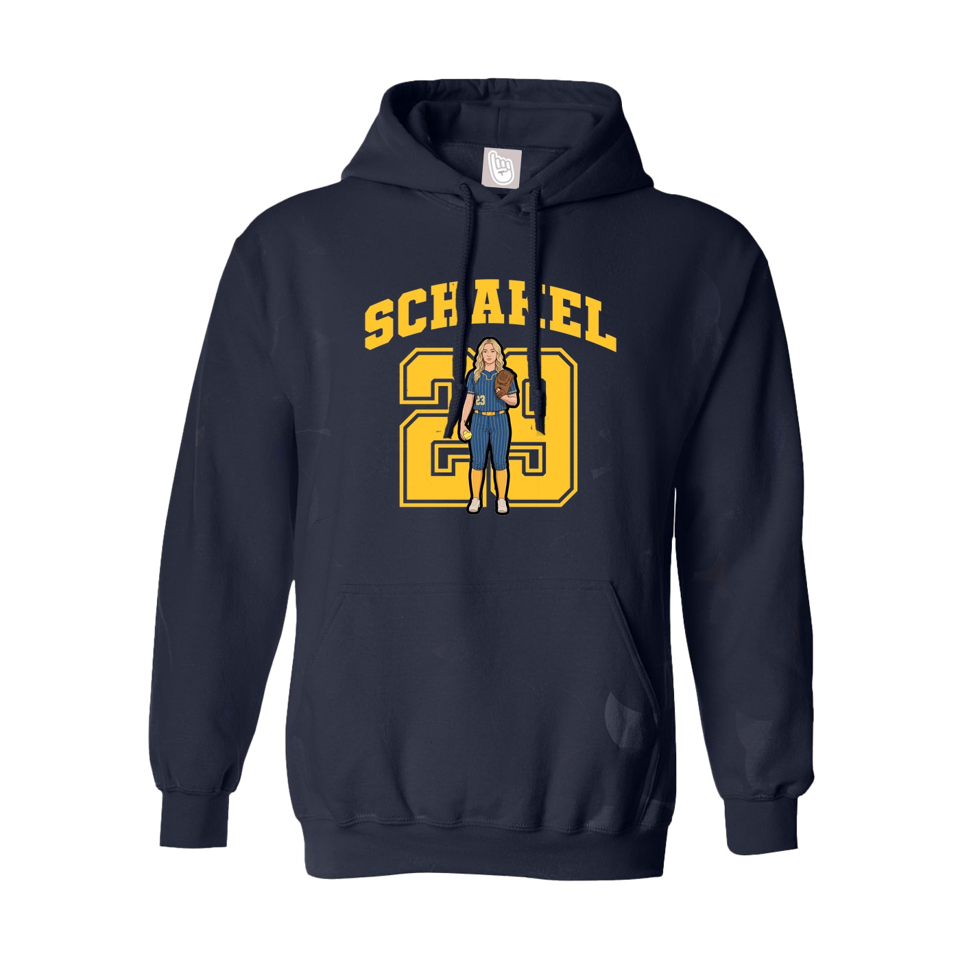 Youth Hoodie — Number in Navy