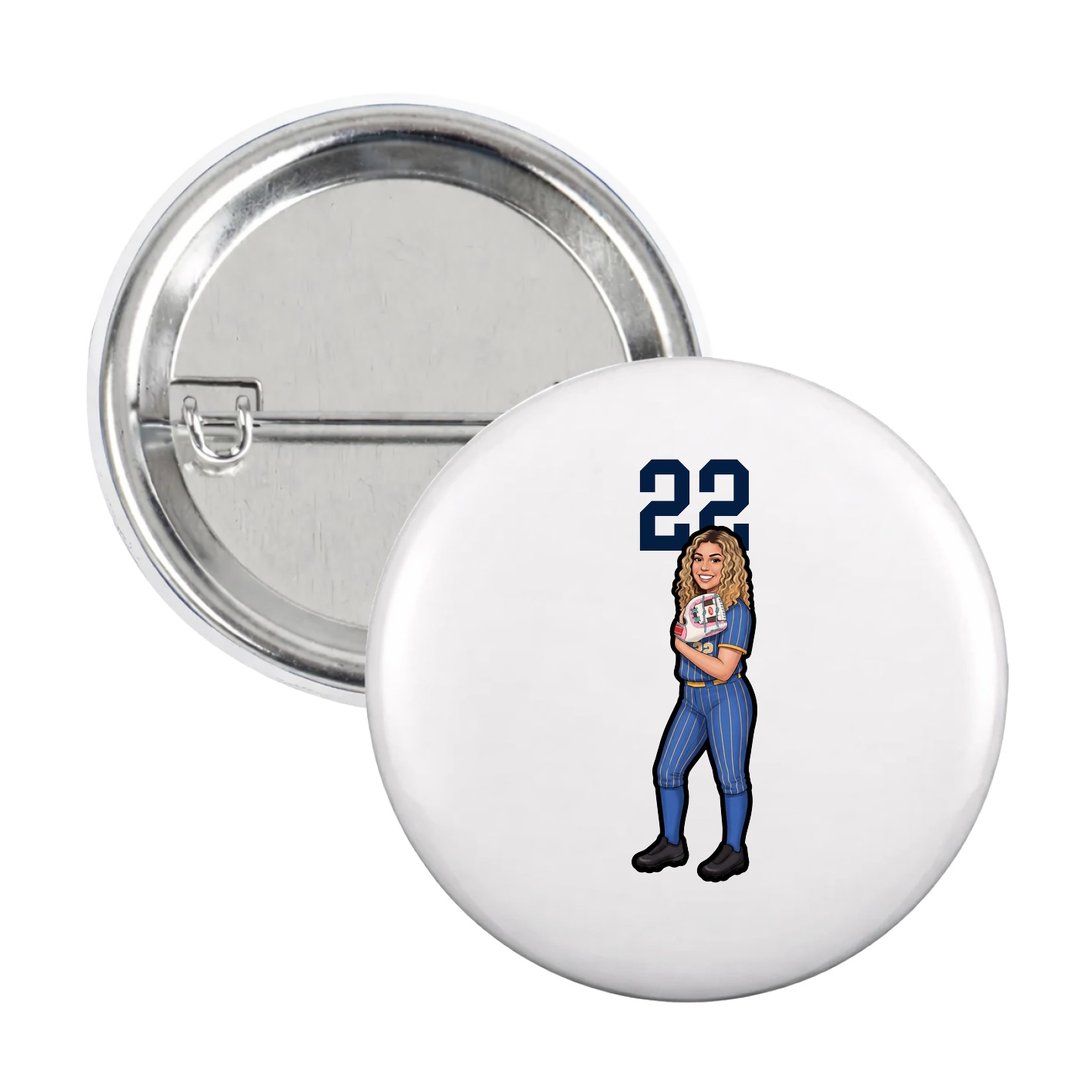 Game Day Button — Number Top in White