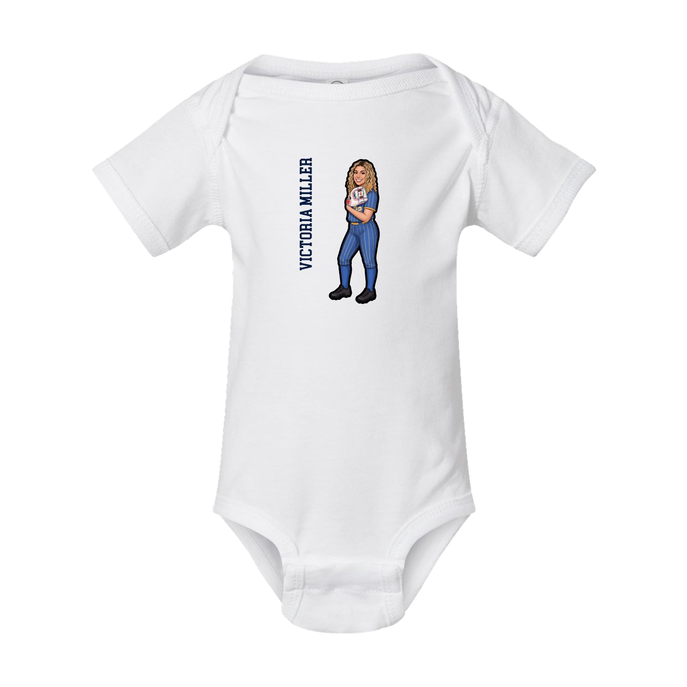 Baby Onesie — Name Vertical in White