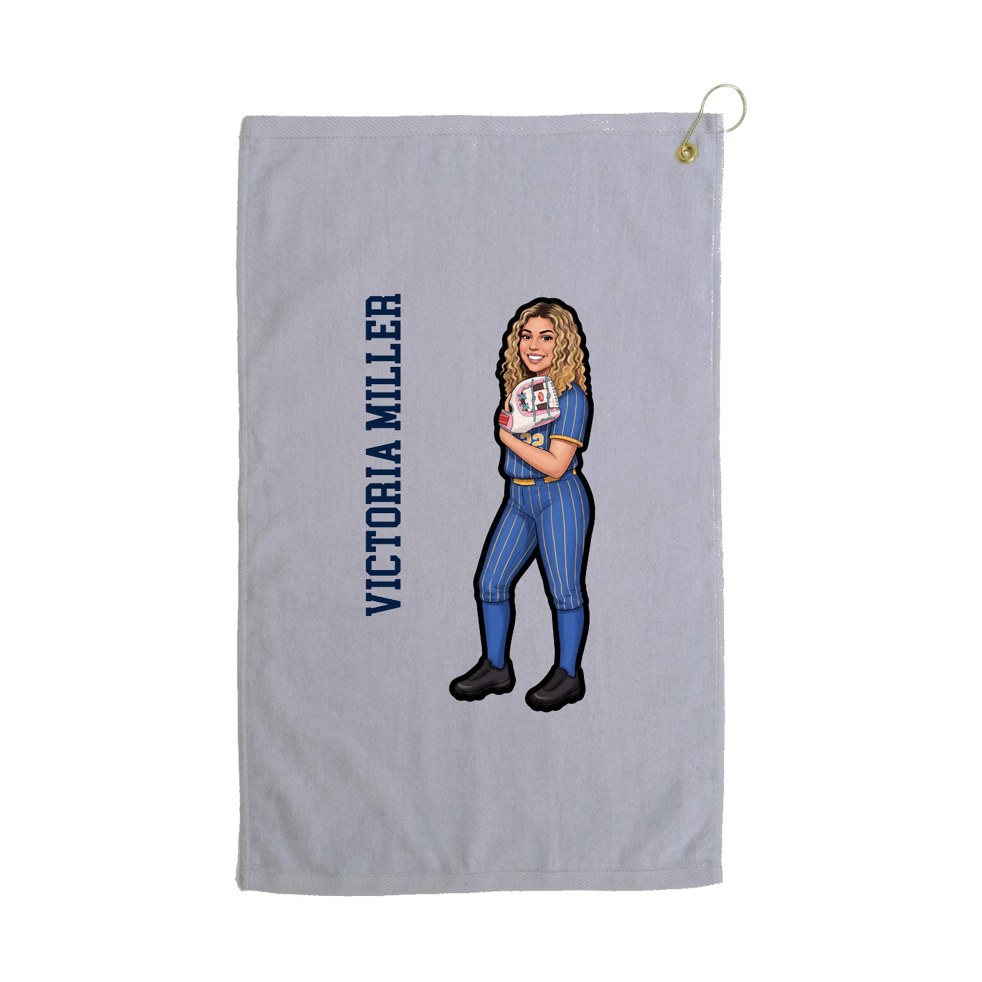 Golf Towel — Name Vertical in Grey