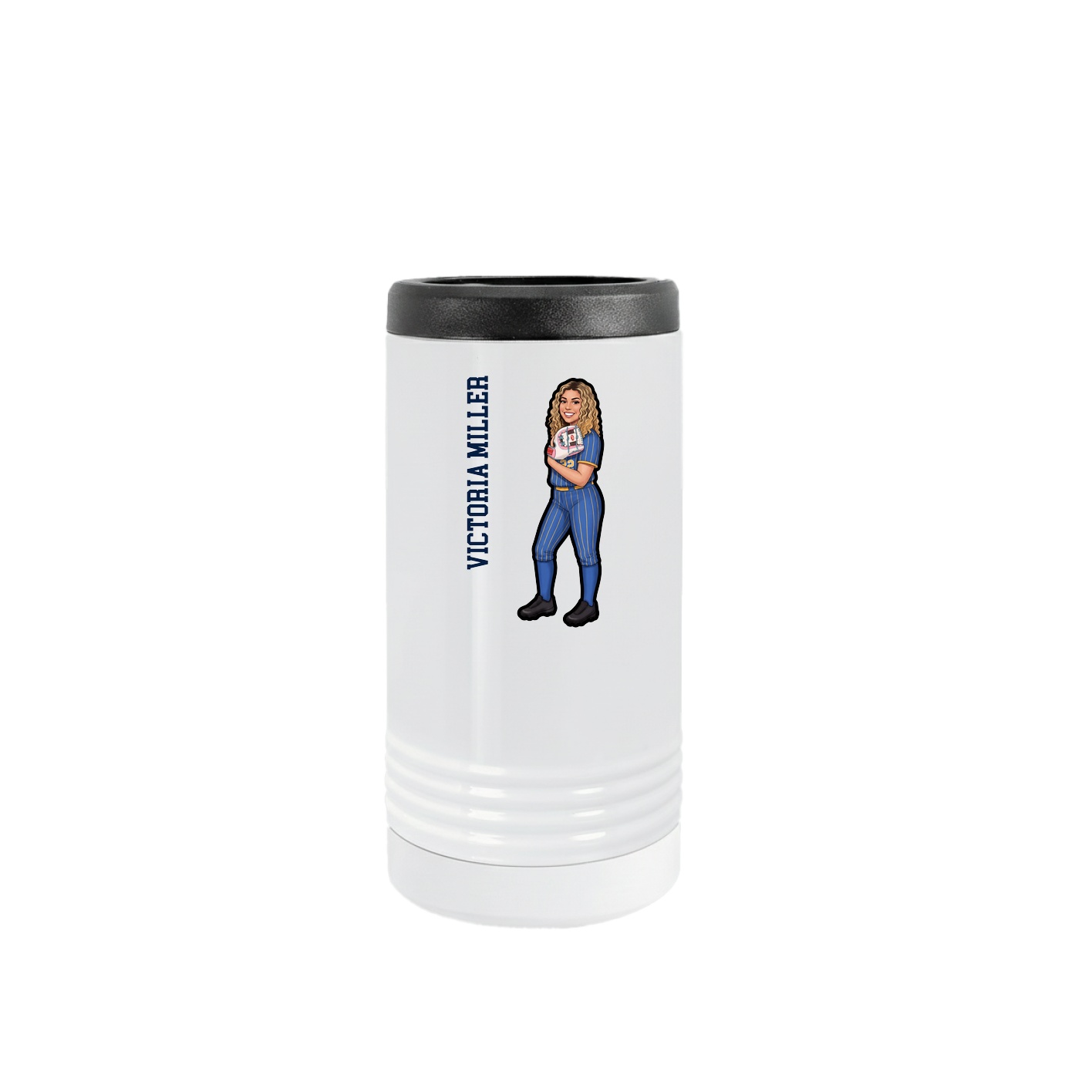 Slim Beverage Holder — Name Vertical in White
