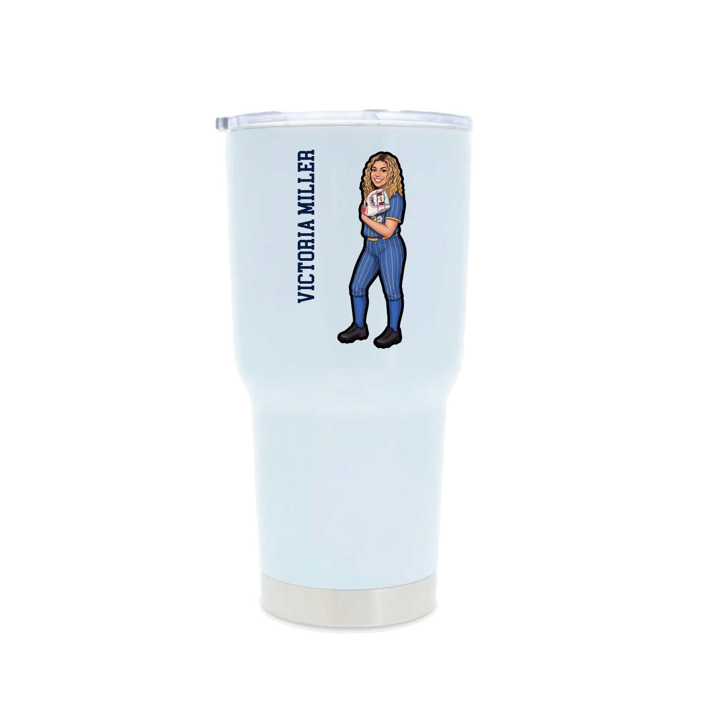 30oz Stainless Steel Tumbler — Name Vertical in White