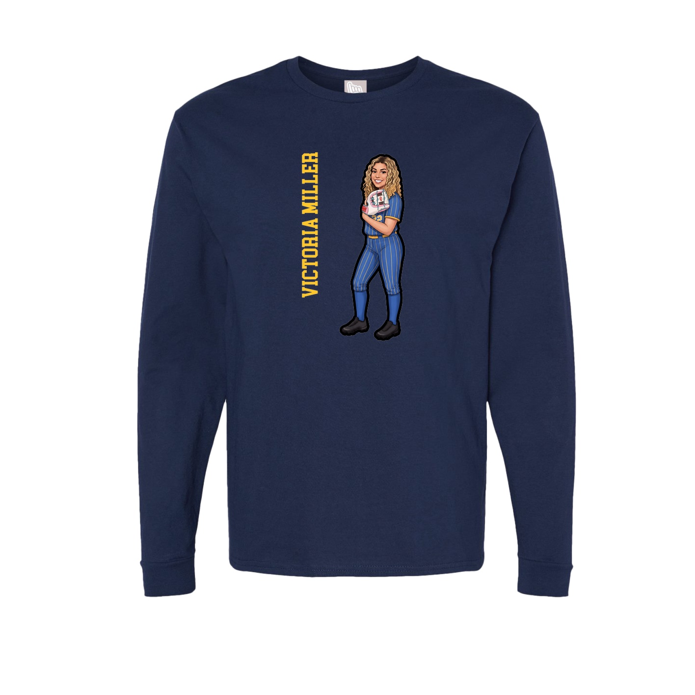 Long Sleeve Tee — Name Vertical in Navy