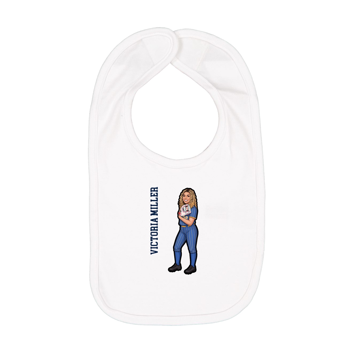 Infant Bib — Name Vertical in White