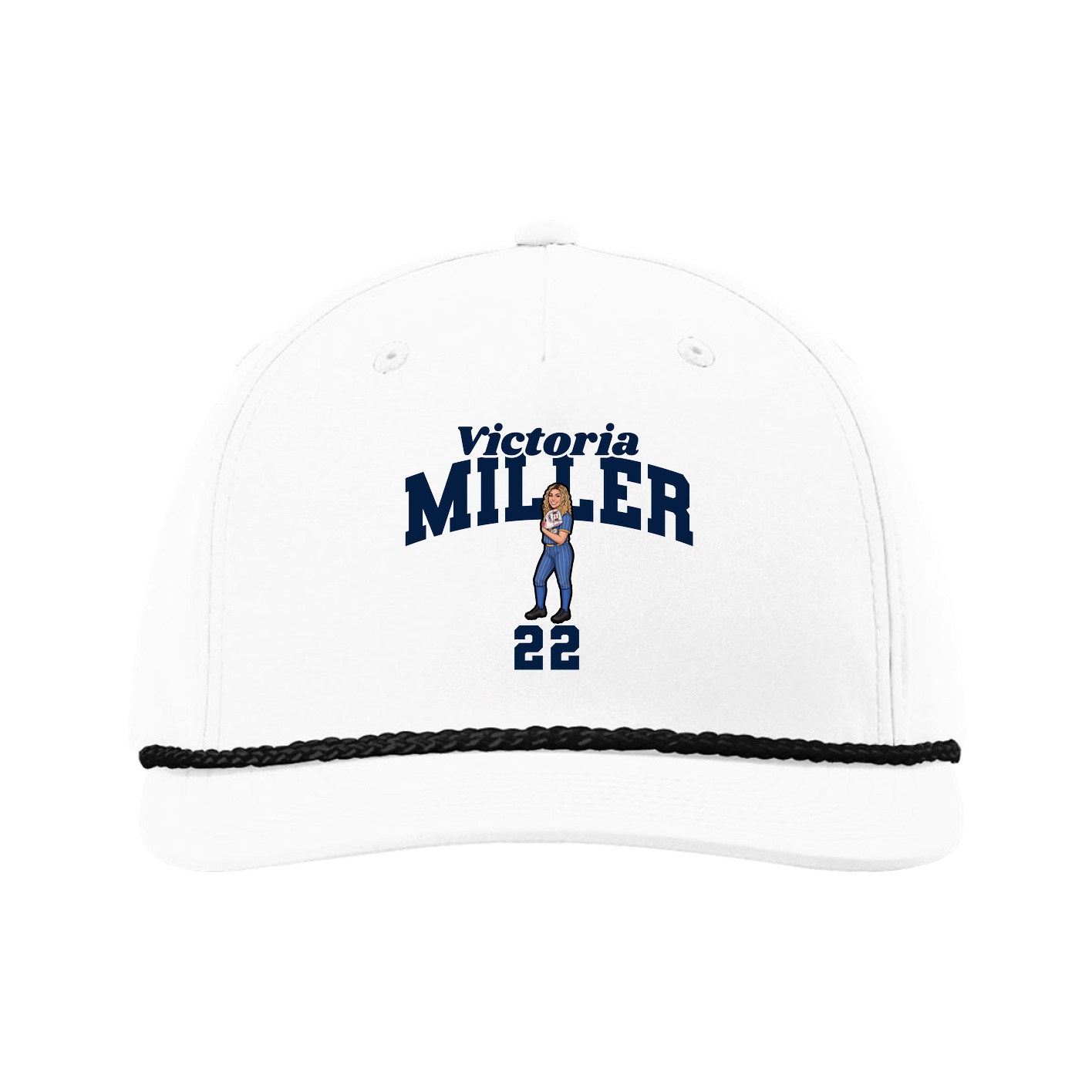 Five-Panel Classic Rope Cap — Signature Arch in White