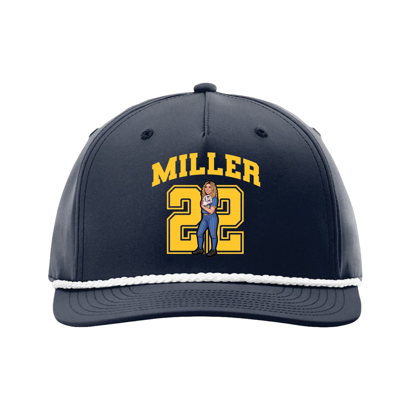 Five-Panel Classic Rope Cap — Number in Navy