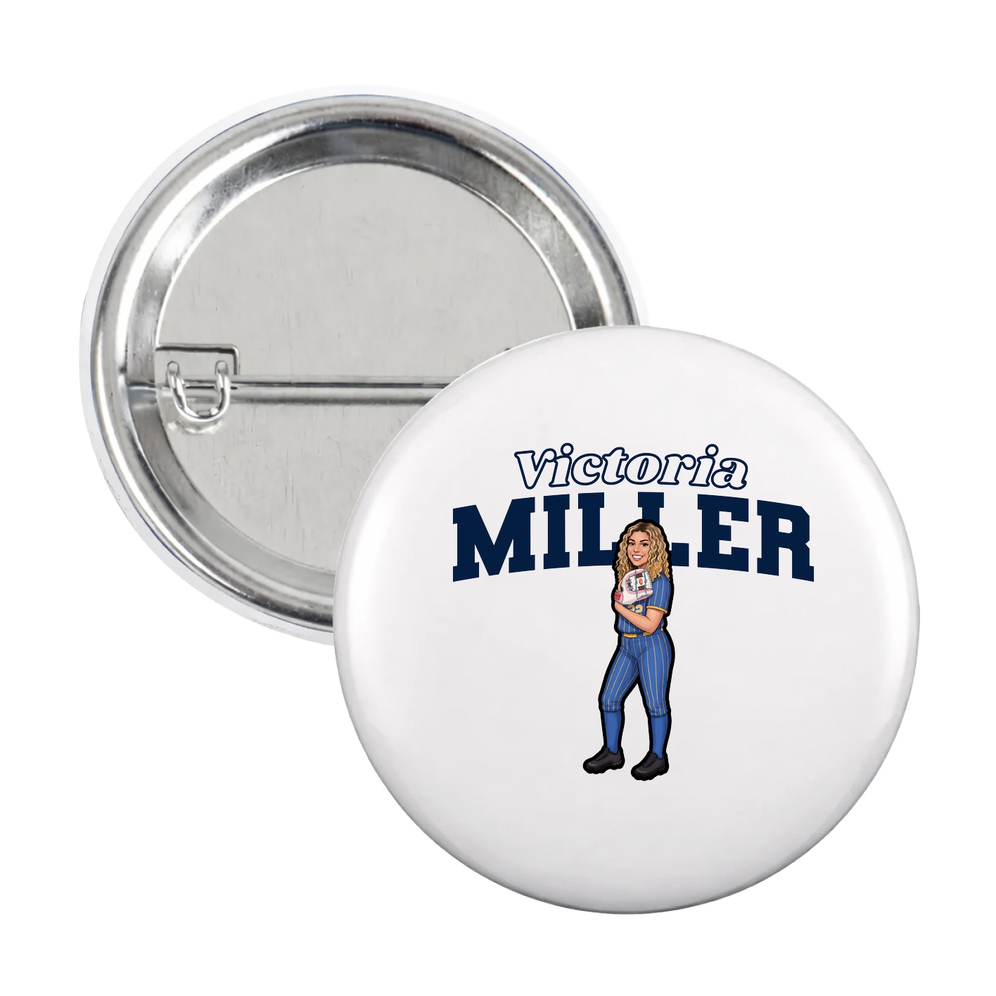Game Day Button — Name Arch in White