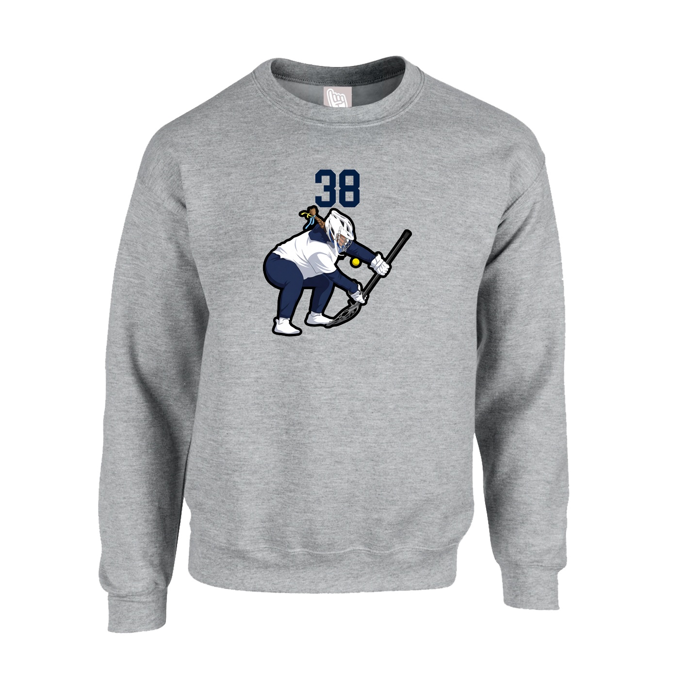 Fleece Crew — Number Top in Grey