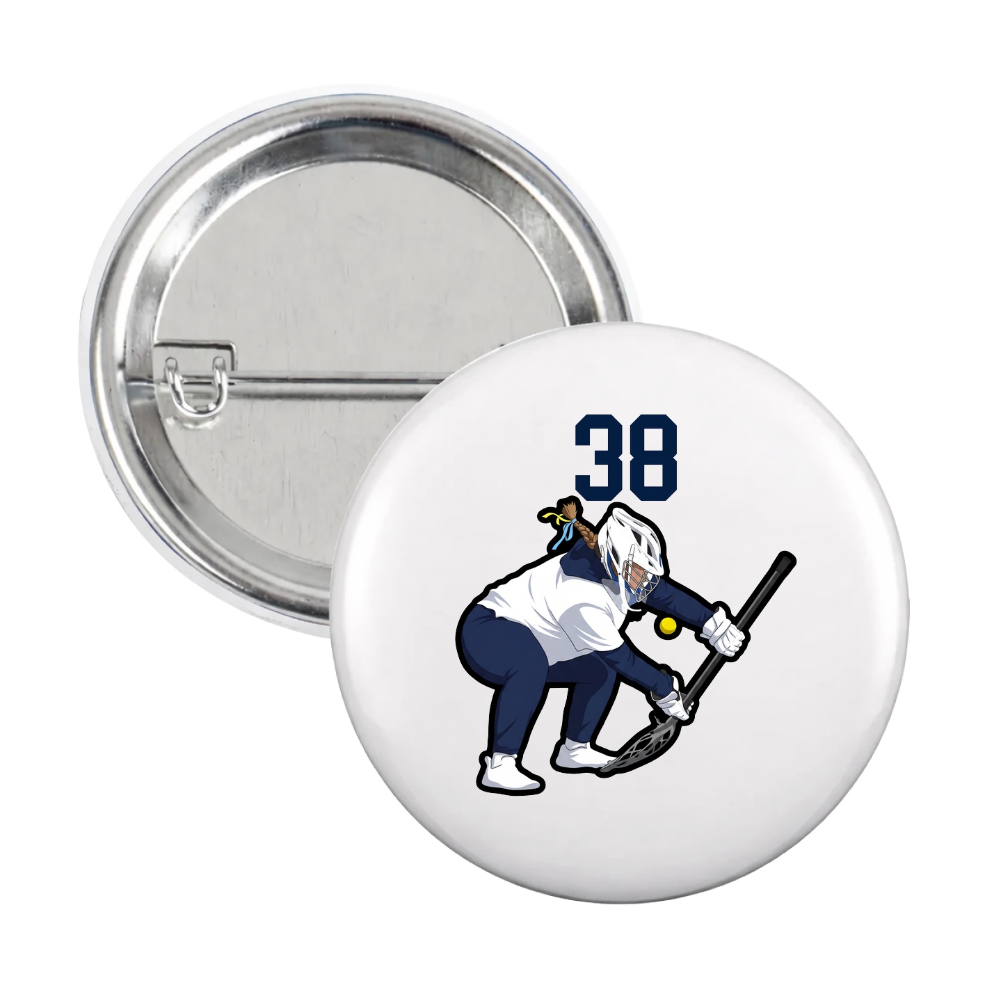 Game Day Button — Number Top in White