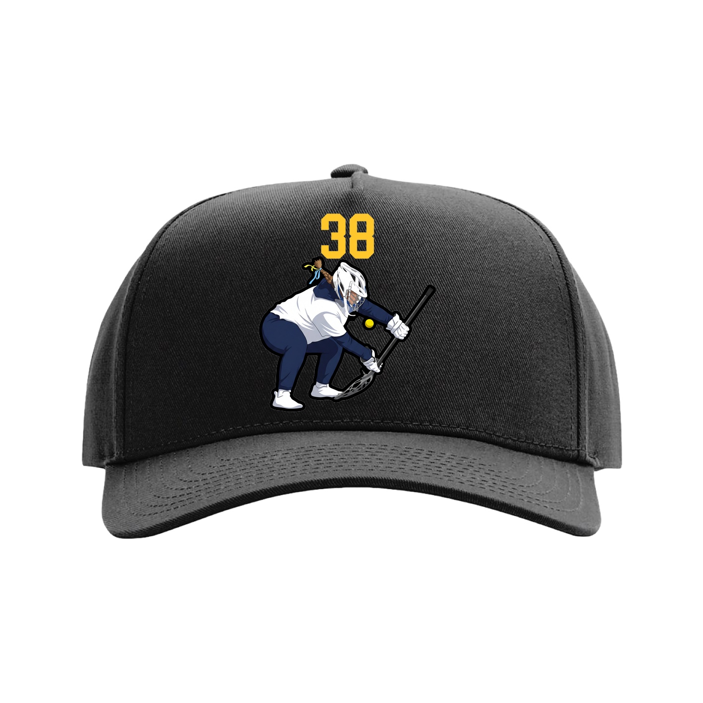 Full Fabric Five-Panel Champ Cap — Number Top in Black