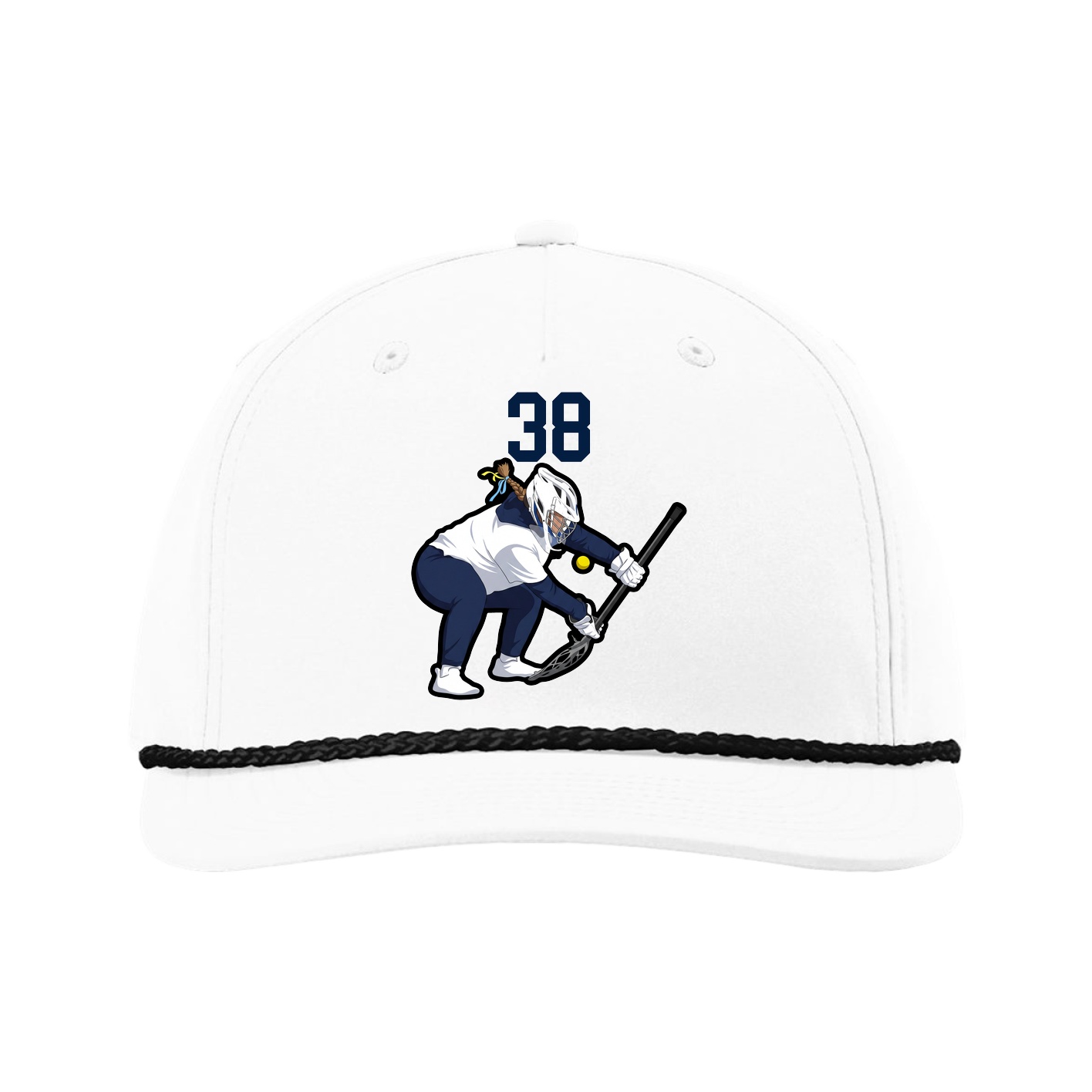 Five-Panel Classic Rope Cap — Number Top in White