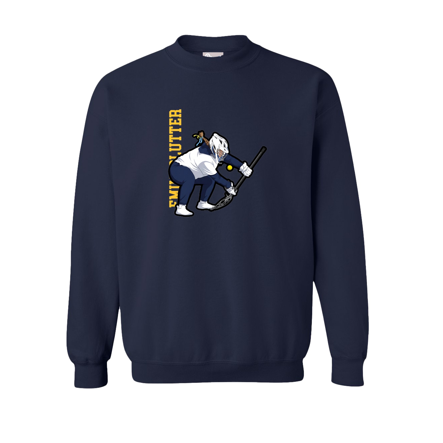 Fleece Crew — Name Vertical in Navy