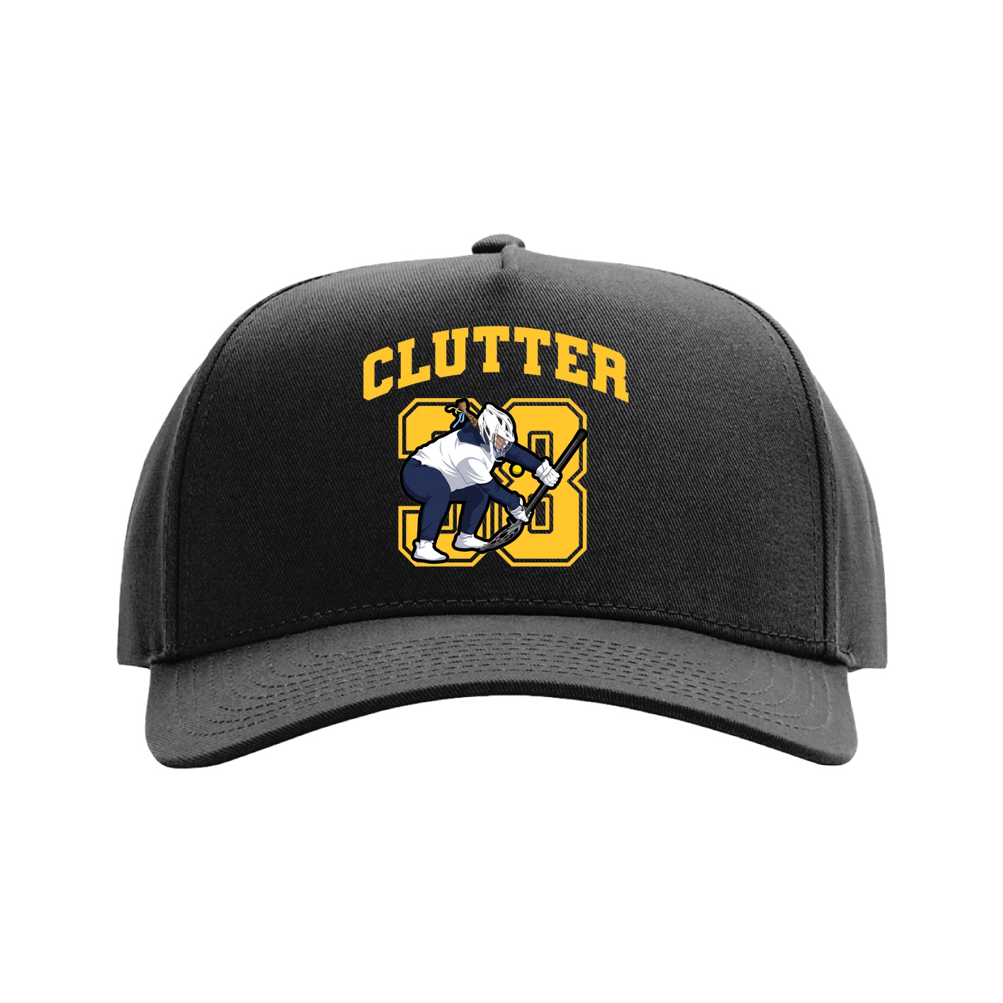 Full Fabric Five-Panel Champ Cap — Number in Black