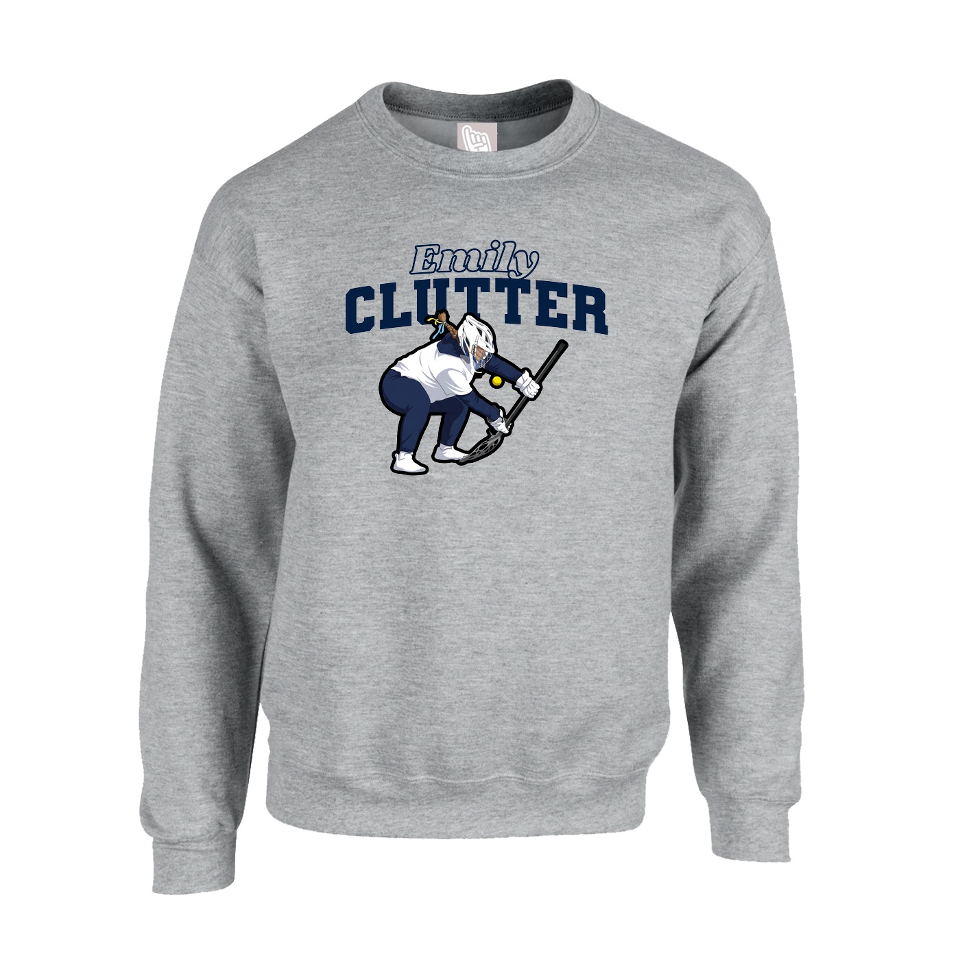 Fleece Crew — Name Arch in Grey