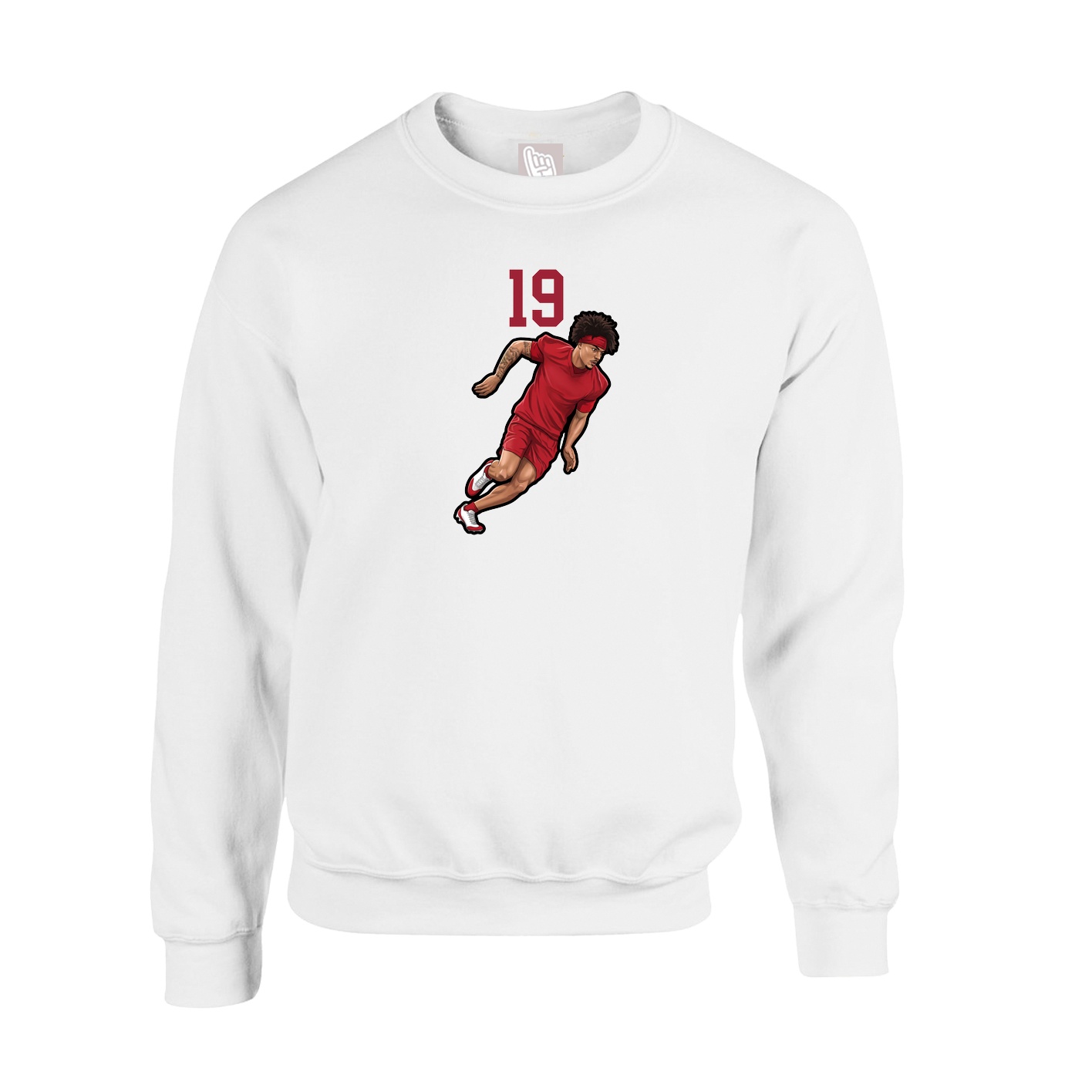 Fleece Crew — Number Top in White