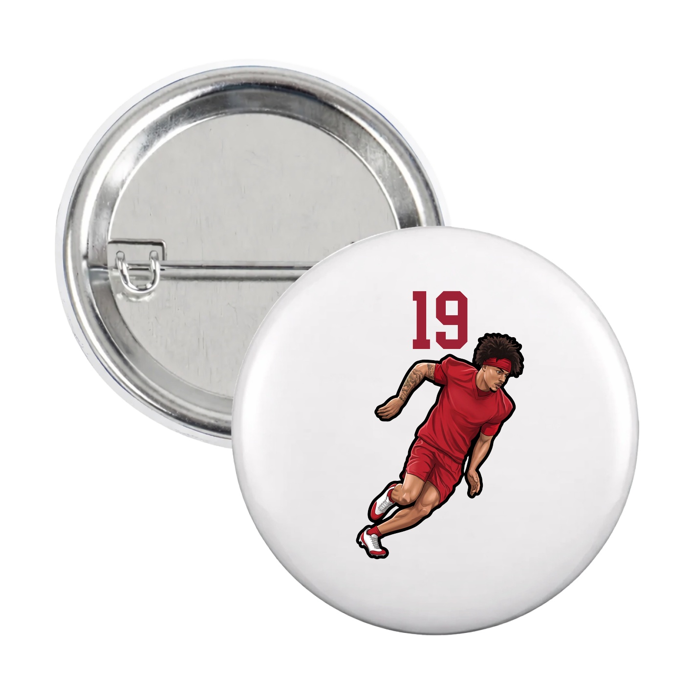 Game Day Button — Number Top in White
