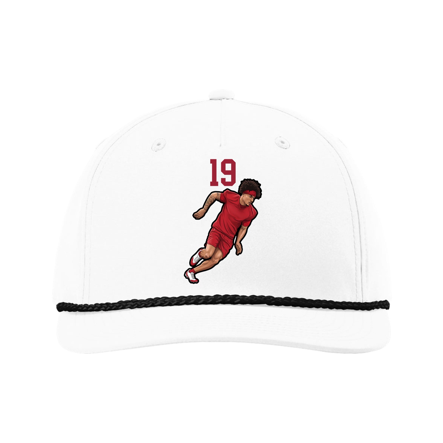 Five-Panel Classic Rope Cap — Number Top in White
