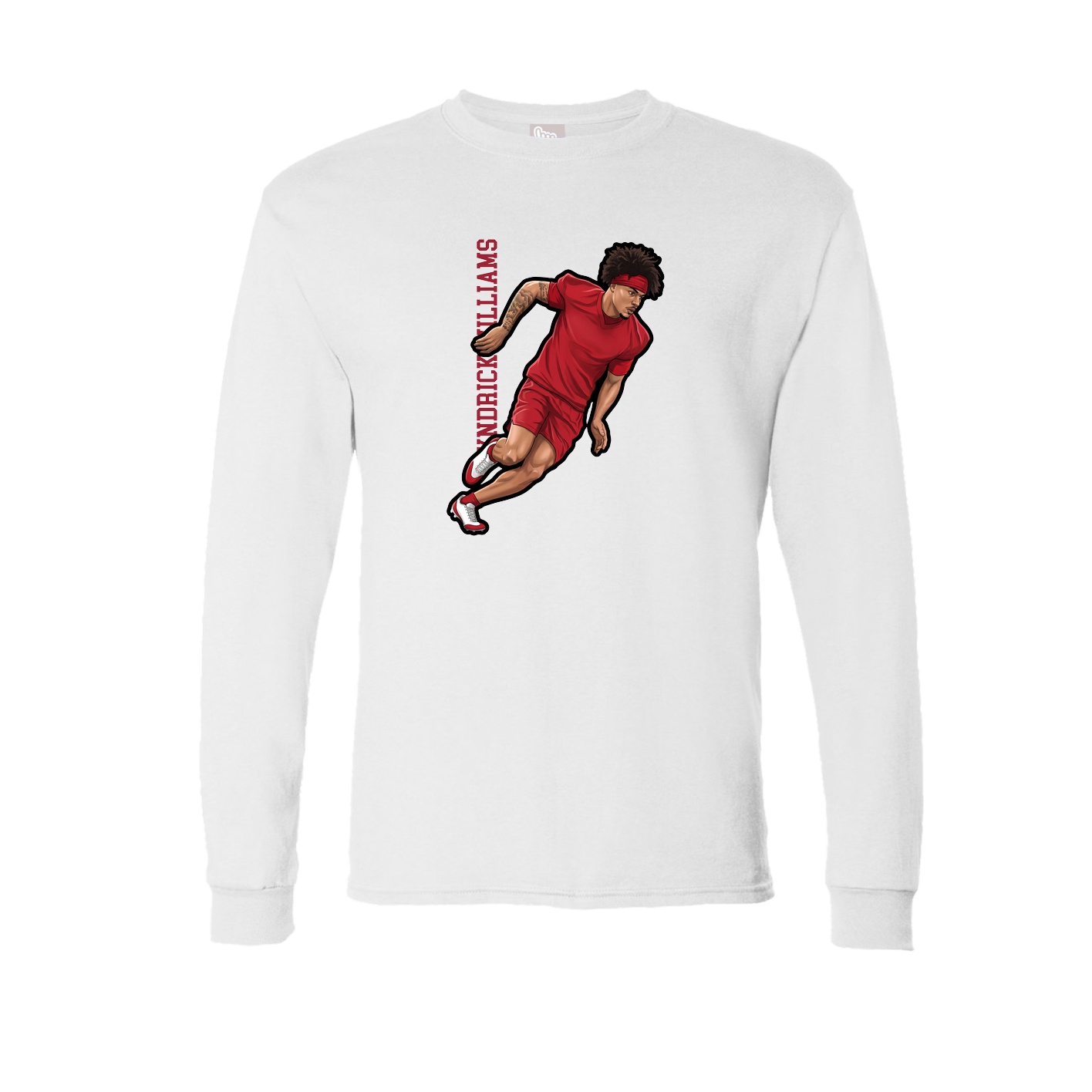 Long Sleeve Tee — Name Vertical in White
