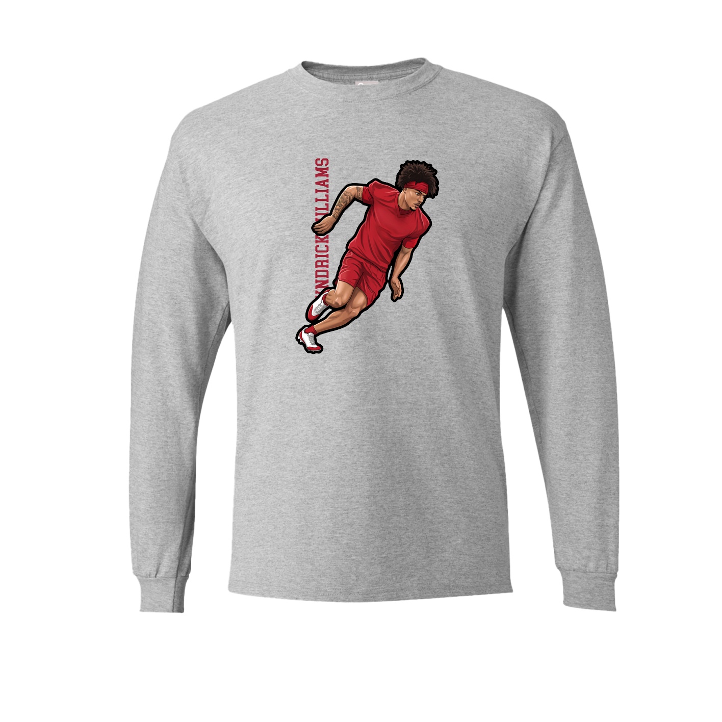 Long Sleeve Tee — Name Vertical in Grey