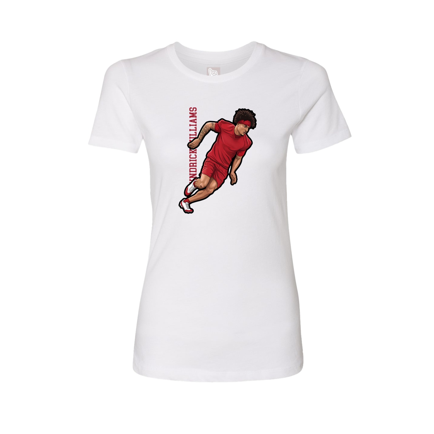 Womens Tee — Name Vertical in White