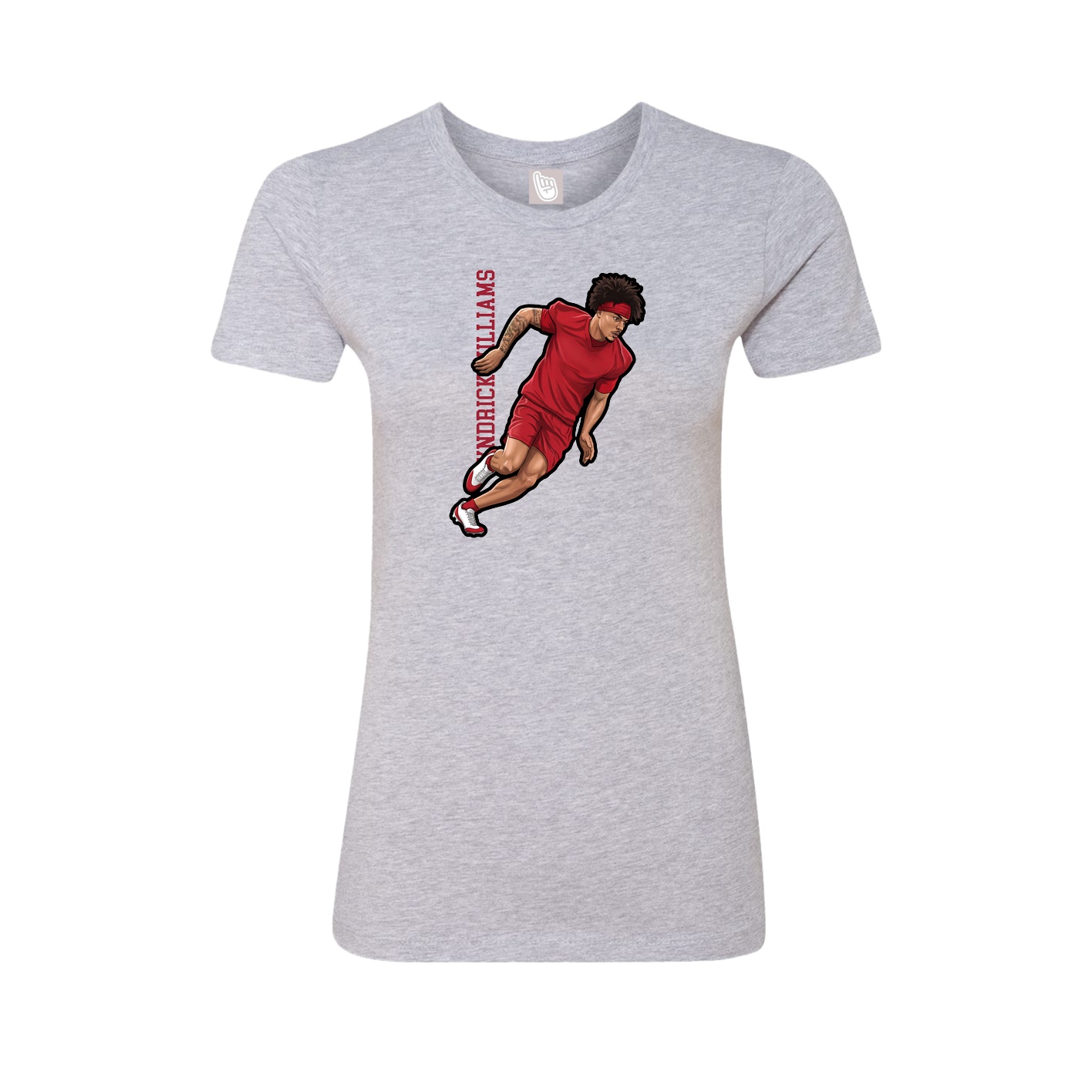 Fitted Women's Tee — Name Vertical in Grey