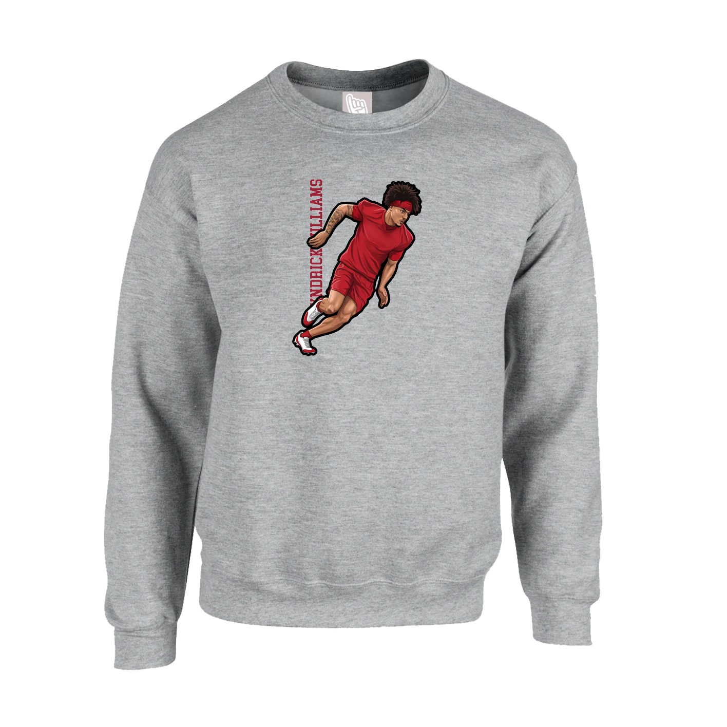 Fleece Crew — Name Vertical in Grey