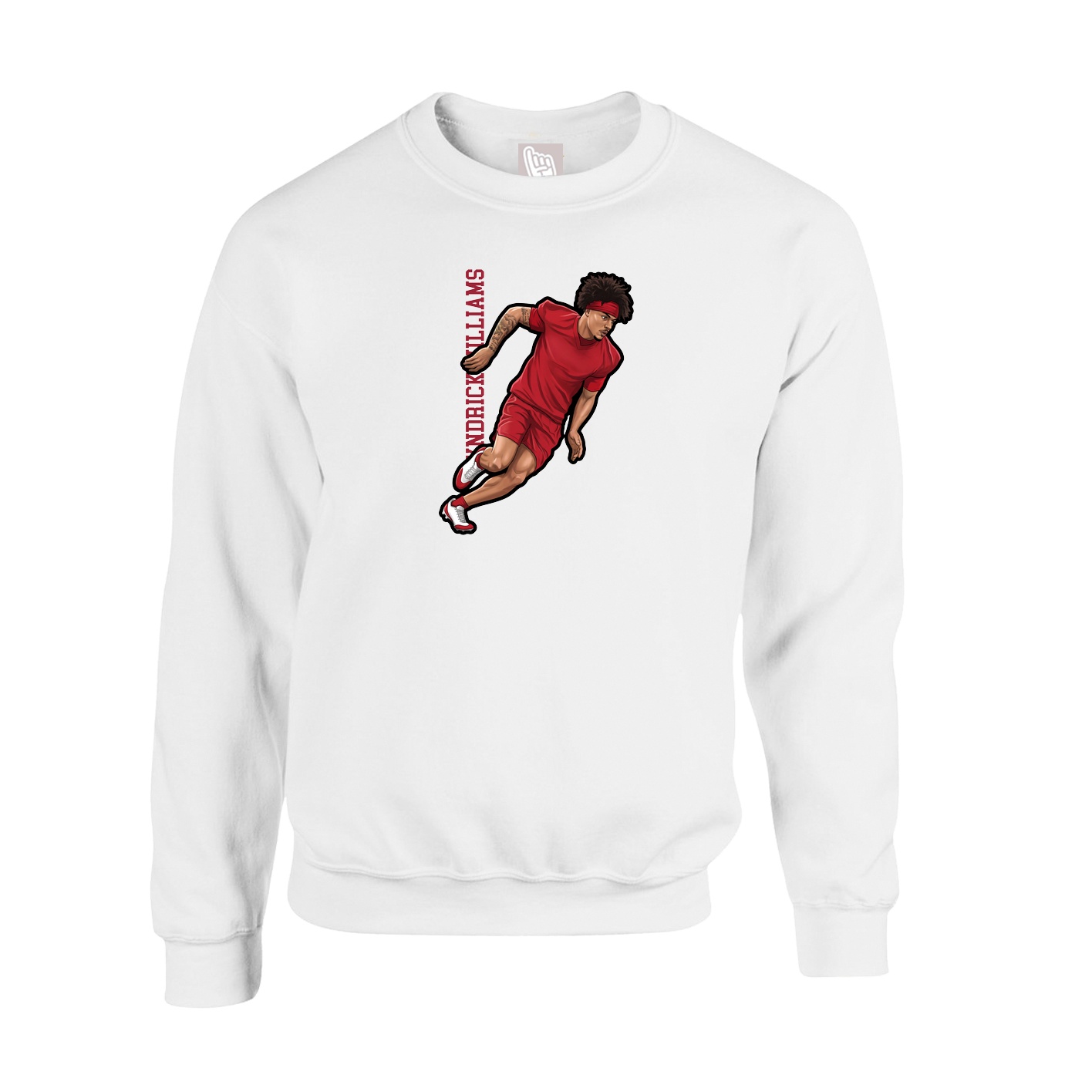 Fleece Crew — Name Vertical in White